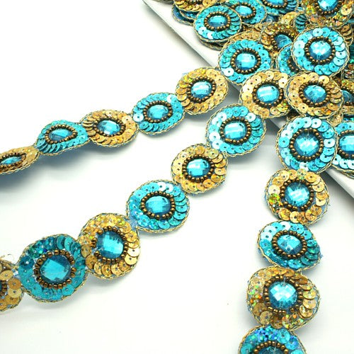 TURQUOISE CIRCLE RHINESTONE  TRIM - sarahi.NYC