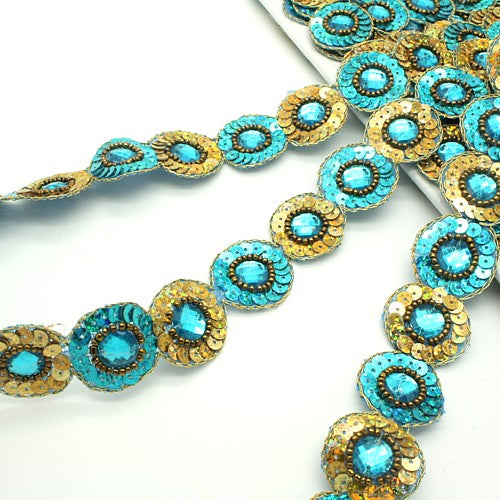 TURQUOISE CIRCLE RHINESTONE  TRIM - sarahi.NYC