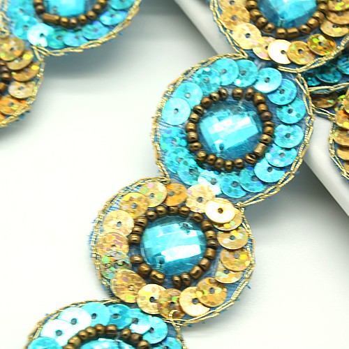 TURQUOISE CIRCLE RHINESTONE  TRIM - sarahi.NYC