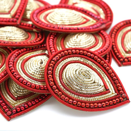 RED GOLD TEAR DROP MOTIF - sarahi.NYC
