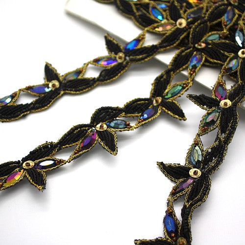 BLACK RHINESTONE BEADED TRIM - sarahi.NYC