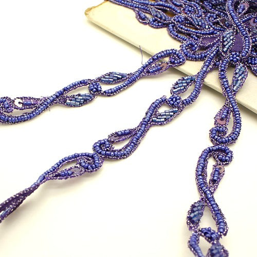 BLUE PURPLE BEADED SWIRL TRIM - sarahi.NYC