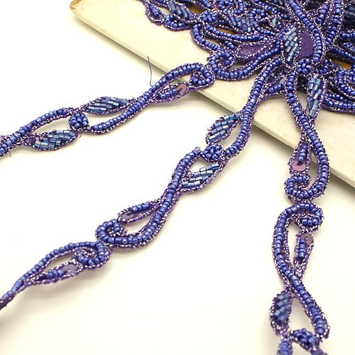 BLUE PURPLE BEADED SWIRL TRIM - sarahi.NYC