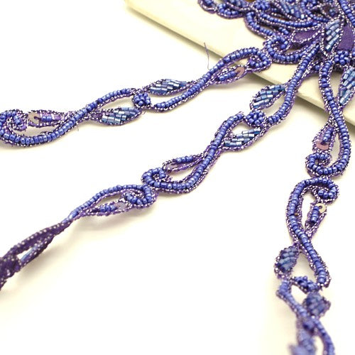 BLUE PURPLE BEADED SWIRL TRIM - sarahi.NYC