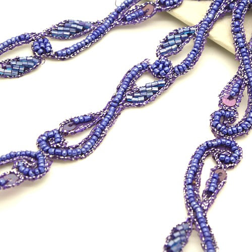 BLUE PURPLE BEADED SWIRL TRIM - sarahi.NYC