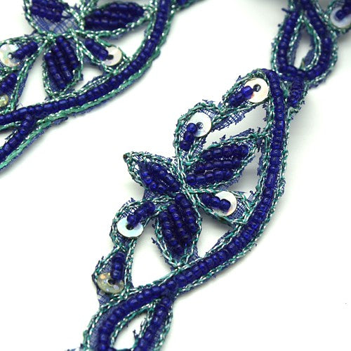 BLUE SEQUIN BEADED TRIM - sarahi.NYC