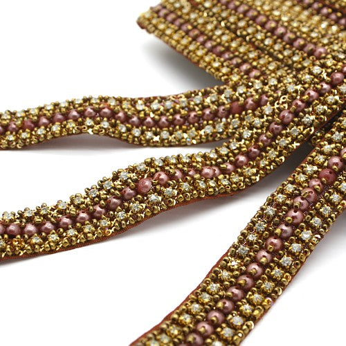 BROWN CRYSTAL BEADED TRIM - sarahi.NYC