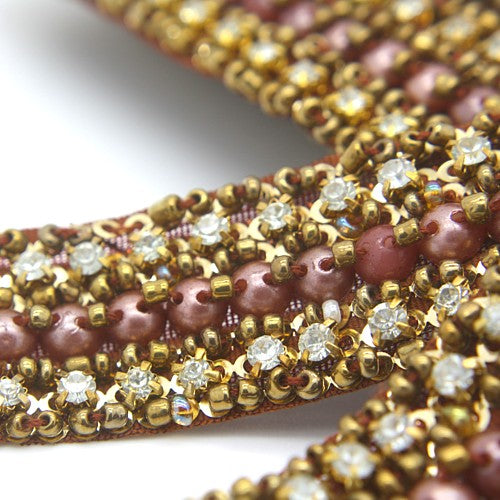 BROWN CRYSTAL BEADED TRIM - sarahi.NYC