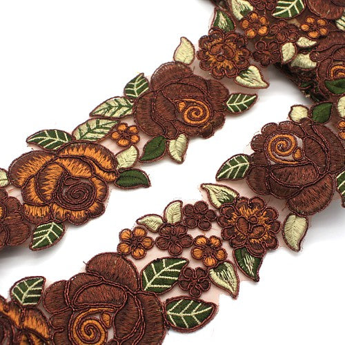 BROWN ROSE FABRIC TRIM - sarahi.NYC