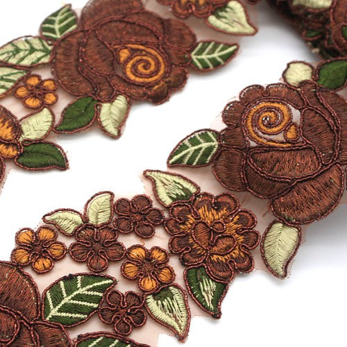 BROWN ROSE FABRIC TRIM - sarahi.NYC