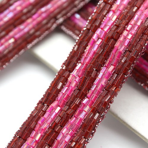 MAROON PINK BUGLE BEAD  TRIM - sarahi.NYC