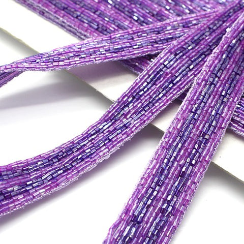 PURPLE LILAC BUGLE BEAD  TRIM - sarahi.NYC