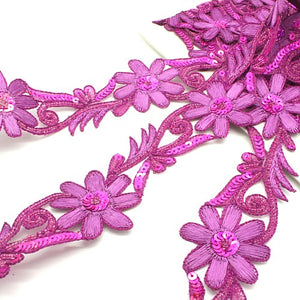 PURPLE  PINK FLORAL SEQUIN  TRIM - sarahi.NYC