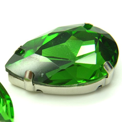 LARGE 30 mm GREEN GLASS RHINESTONE GEM - sarahi.NYC