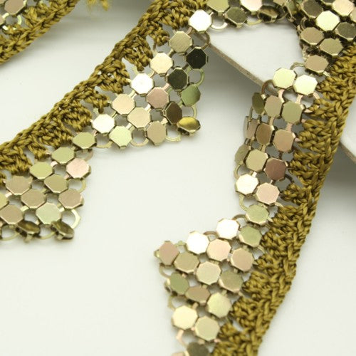 GREEN METALLIC CROCHET TRIM - sarahi.NYC