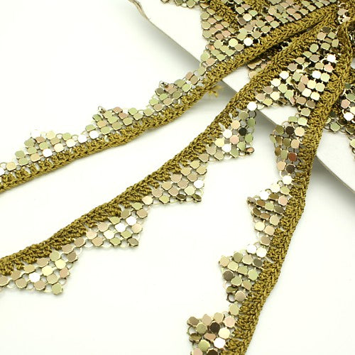 GREEN METALLIC CROCHET TRIM - sarahi.NYC