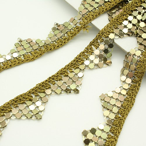 GREEN METALLIC CROCHET TRIM - sarahi.NYC