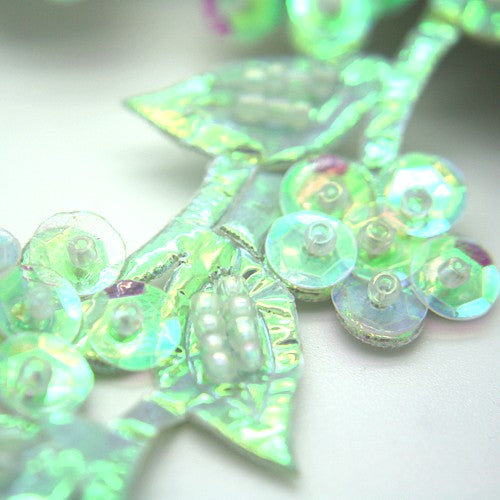IRIDESCENT SEA GREEN  FLORAL  TRIM - sarahi.NYC