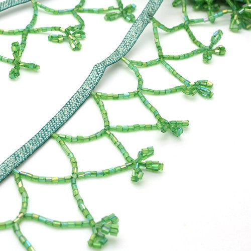 GREEN BEADED FRINGE TRIM - sarahi.NYC