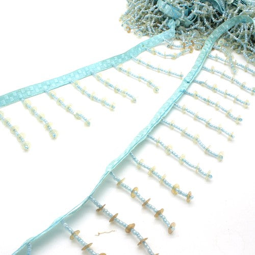 LIGHT BLUE SEQUIN FRINGE  TRIM - sarahi.NYC