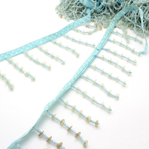 LIGHT BLUE SEQUIN FRINGE  TRIM - sarahi.NYC