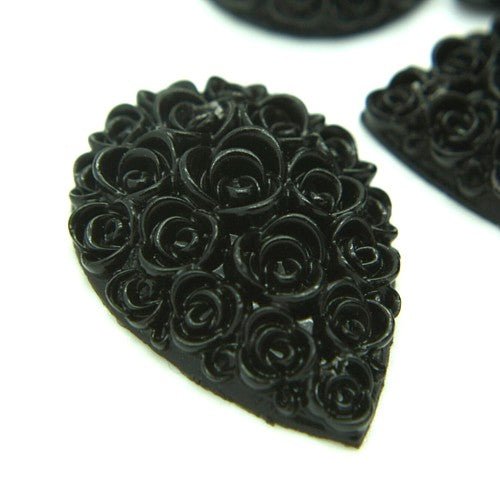 PACK OF 5 - BLACK ROSE FLAT BACK GEMS - sarahi.NYC