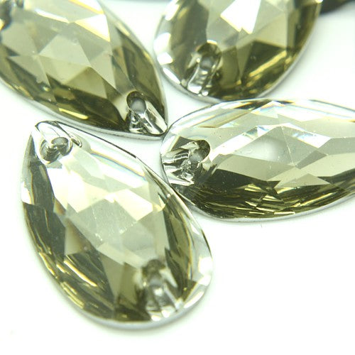 PACK OF 10 - TEARDROP 28 mm FLATBACK GUNMETAL GRAY RHINESTONE GEMS - sarahi.NYC