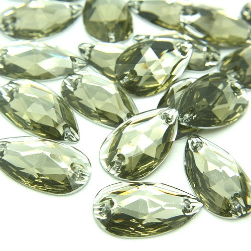 PACK OF 10 - TEARDROP 28 mm FLATBACK GUNMETAL GRAY RHINESTONE GEMS - sarahi.NYC