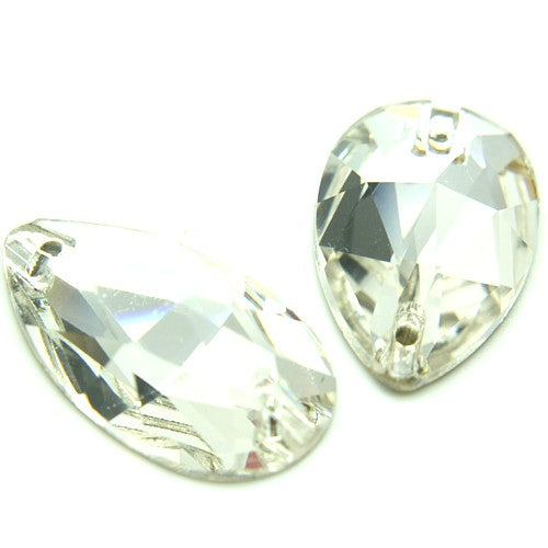 PACK OF 5 - LARGE 28 mm FLAT BACK CLEAR WHITE GLASS RHINESTONE GEM - sarahi.NYC