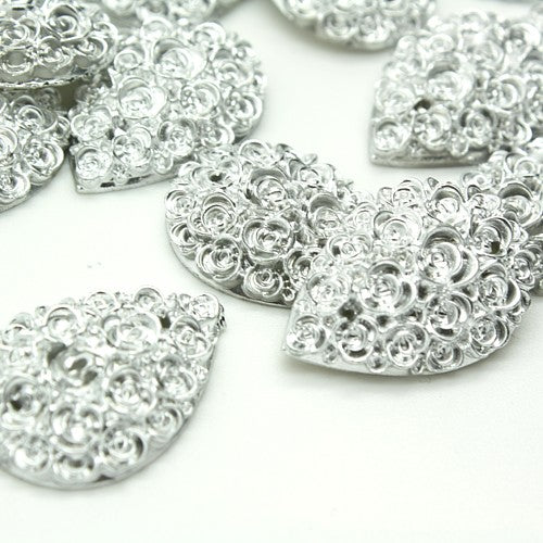 PACK OF 5 - SILVER ROSE FLATBACK GEMS - sarahi.NYC