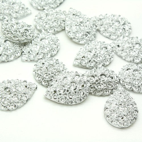 PACK OF 5 - ROSE TEARDROP FLAT BACK GEMS - sarahi.NYC