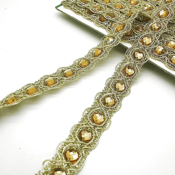 Gold Circle Rhinestone Trim - Sarahi.nyc Trims