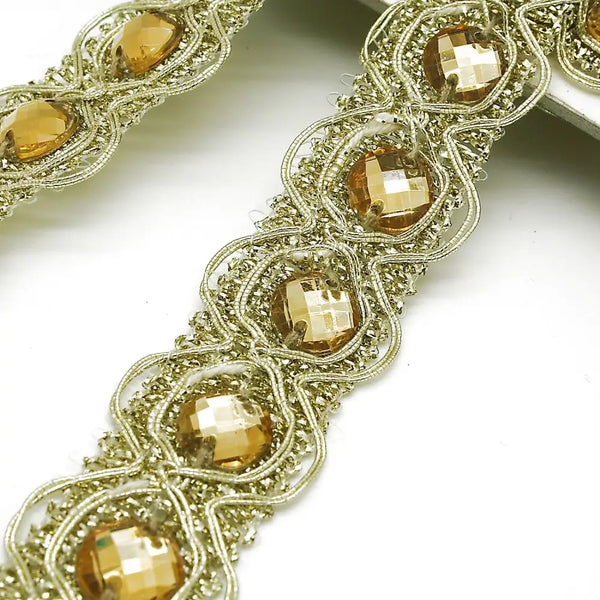 Gold Circle Rhinestone Trim - Sarahi.nyc Trims