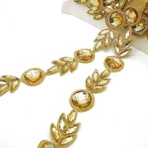 Gold Floral Rhinestone Trim - Sarahi.nyc Trims