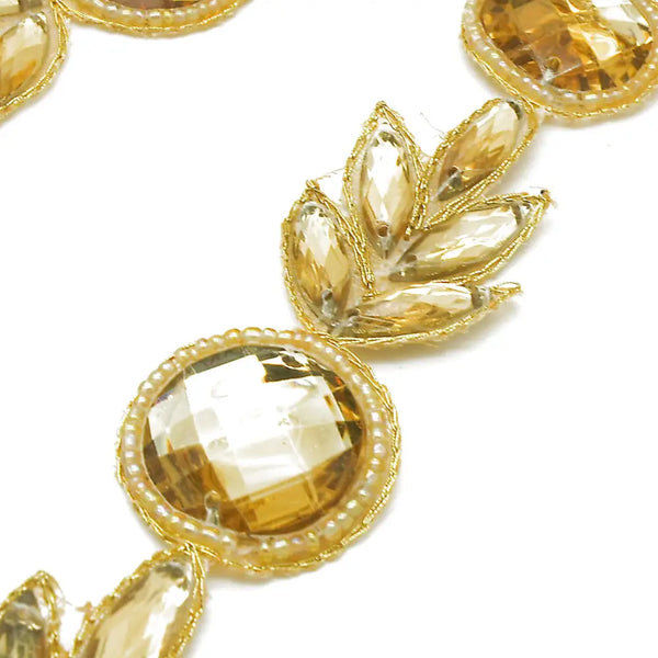 Gold Floral Rhinestone Trim - Sarahi.nyc Trims
