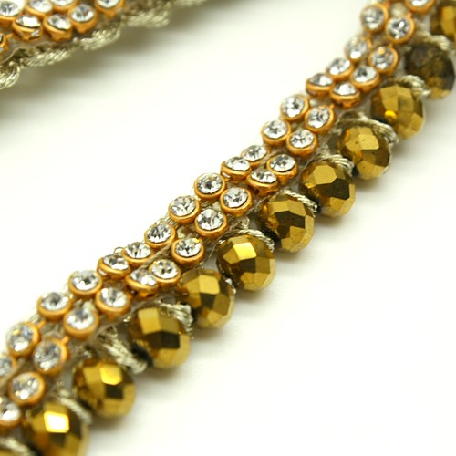 GOLD BEADED CRYSTAL TRIM - sarahi.NYC