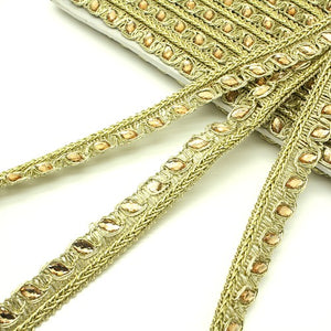 GOLD METALLIC  WOVEN RHINESTONE TRIM - sarahi.NYC