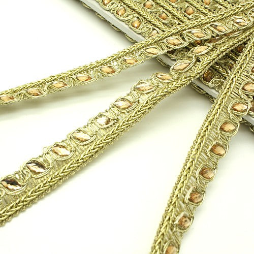 GOLD METALLIC  WOVEN RHINESTONE TRIM - sarahi.NYC