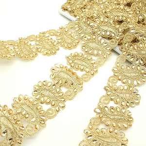 GOLD PAISLEY STYLE RHINESTONE TRIM - sarahi.NYC