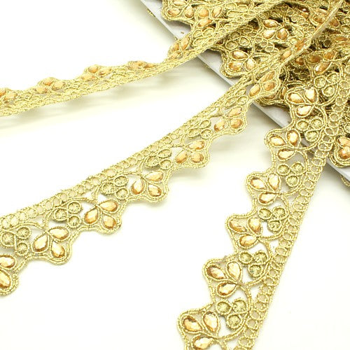 GOLD RHINESTONE FLORAL STYLE TRIM- sarahi.NYC