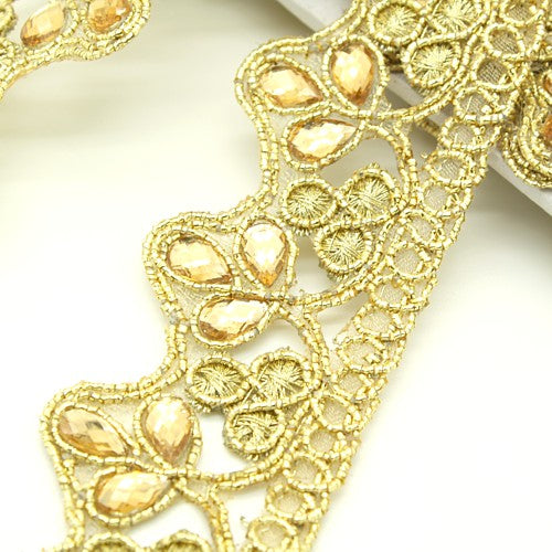 GOLD RHINESTONE FLORAL STYLE TRIM- sarahi.NYC