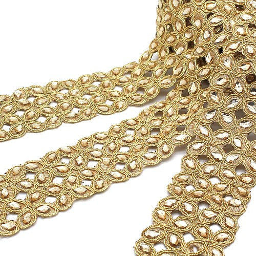 GOLD RHINESTONE FABRIC TRIM - sarahi.NYC