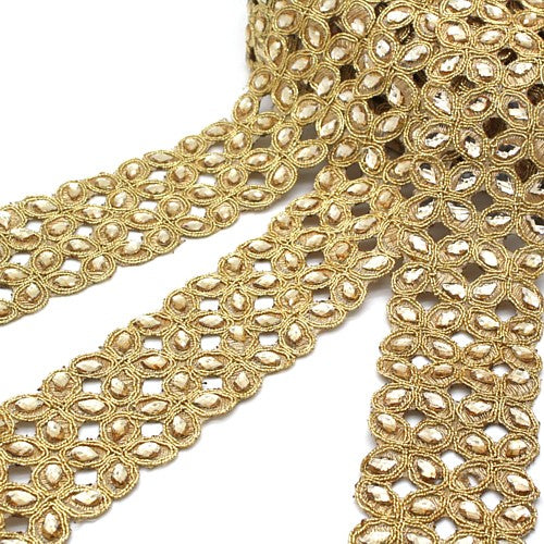 GOLD RHINESTONE FABRIC TRIM - sarahi.NYC