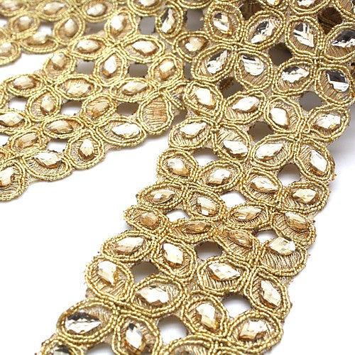 GOLD RHINESTONE FABRIC TRIM - sarahi.NYC