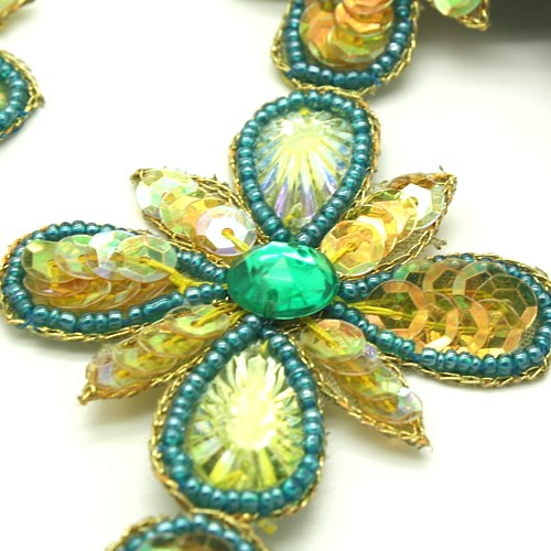 YELLOW GREEN FLOWER RHINESTONE  TRIM - sarahi.NYC