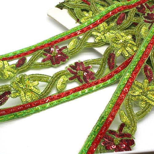 LIME GREEN SEQUIN BEADED TRIM - sarahi.NYC