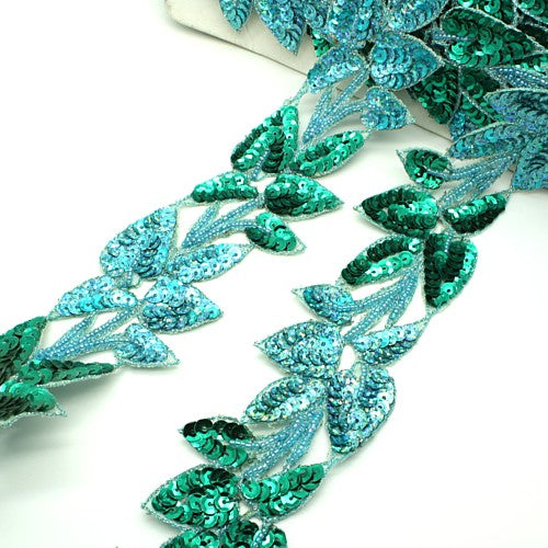 GREEN SEQUIN FLORAL TRIM  - sarahi.NYC