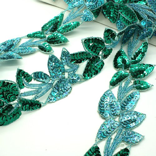 GREEN SEQUIN FLORAL TRIM  - sarahi.NYC