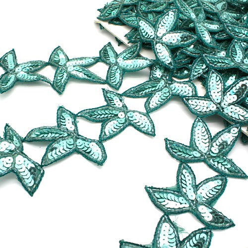 GREEN SEQUIN LEAF TRIM - sarahi.NYC