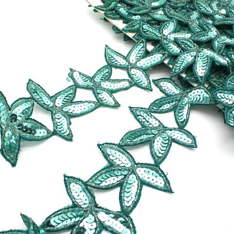 GREEN SEQUIN LEAF TRIM - sarahi.NYC